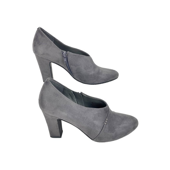 Aerosoles Heelrest Ankle Boots Women's 9 Booties Heeled Shoes Zip Gray Fabric - Picture 4 of 9